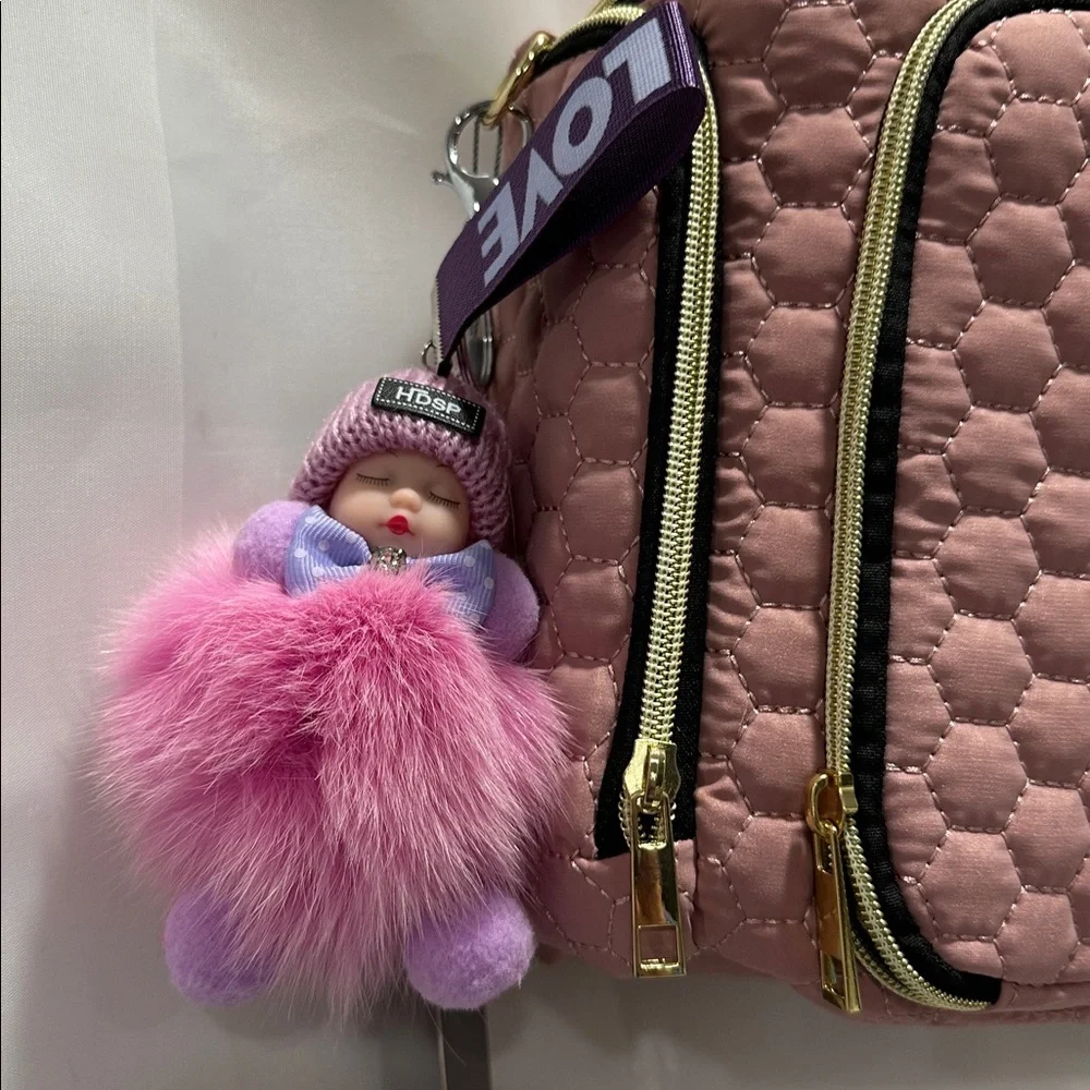 Pink and Purple Fur Keychain Accessory